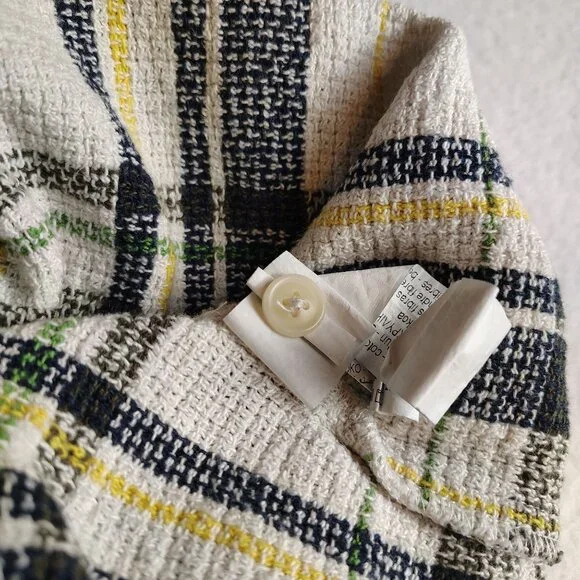 Zara Mens White Plaid Button Up Long Sleeve Woven Relaxed Fit Sz XL - Picture 6 of 9